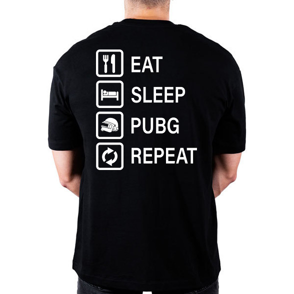 Eat Sleep PUBG Repeat - Fehér-Oversized póló