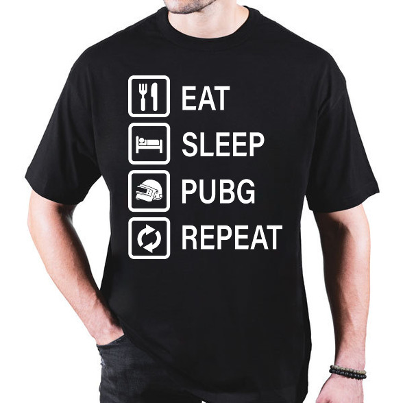 Eat Sleep PUBG Repeat - Fehér-Oversized póló