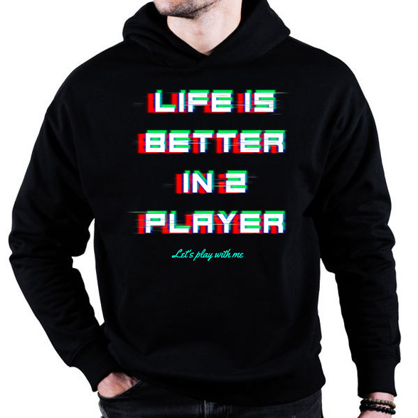 LIFE IS BETTER IN 2 PLAYER-Oversized kapucnis pulóver