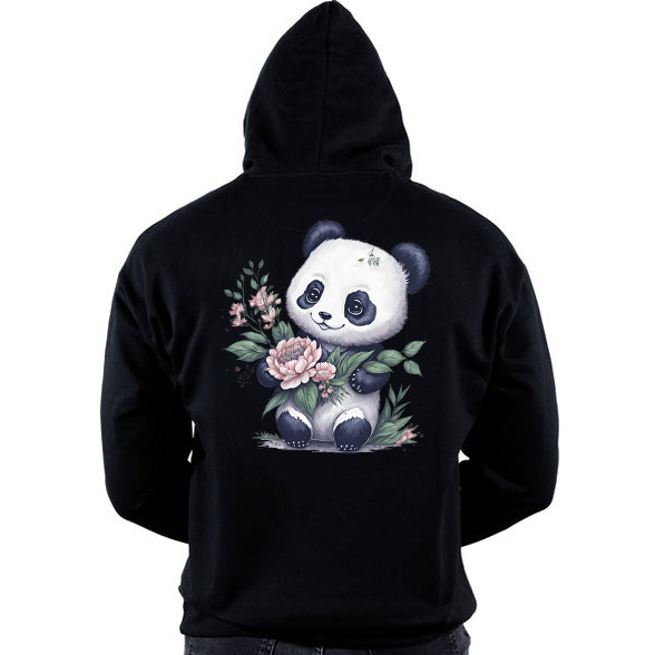 Cuki panda virágokkal-Oversized kapucnis pulóver