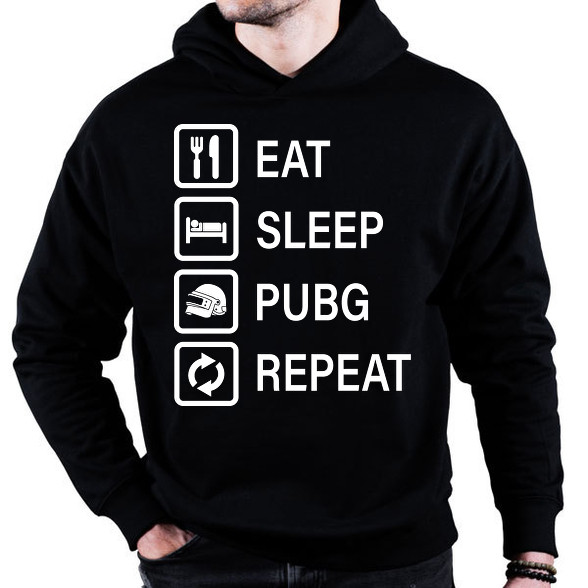 Eat Sleep PUBG Repeat - Fehér-Oversized kapucnis pulóver