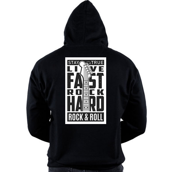 Stay true, Live fast, Rock hard, Rock & Roll - fekete-Oversized kapucnis pulóver