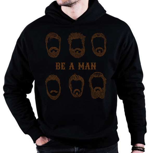 Be a man - Szakállas minta-Oversized kapucnis pulóver