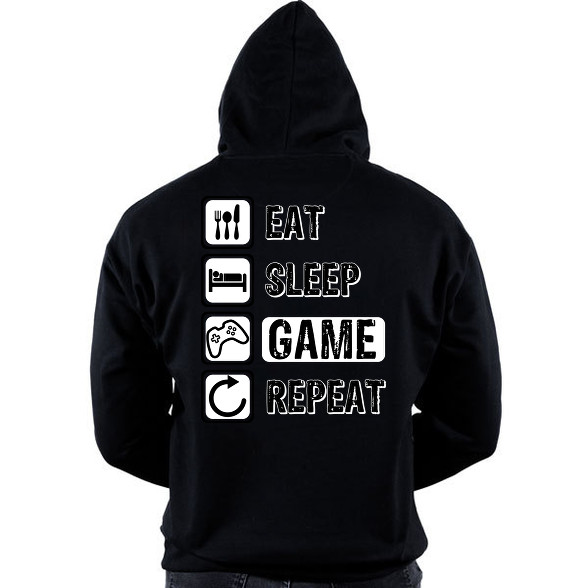 Eat, Sleep, Game, Repeat-Oversized kapucnis pulóver