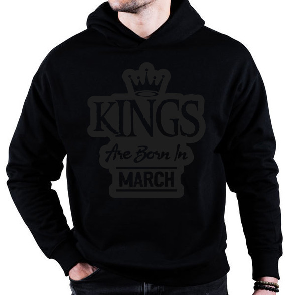 KINGS are born in March - fekete-Oversized kapucnis pulóver